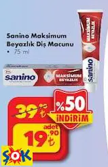 SANİNO MAKSİMUM BEYAZLIK DİŞ MACUNU 75 ML